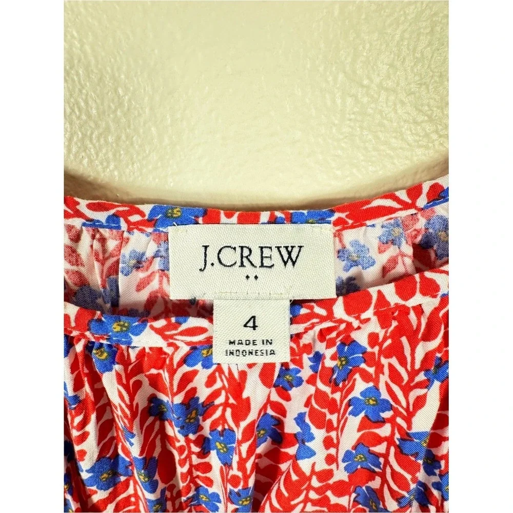 J Crew Floral Midi Dress Size 4 Ruffle Feminine Garden Party Coquette Wedding